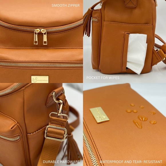 BRAND NEW VEGAN LEATHER DIAPER BAG + ACCESSORIES - Picture 6 of 9